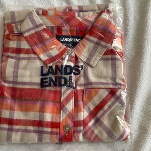 Lands End Girls size 7/8 plaid flannel shirt style 511462